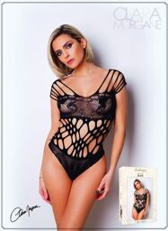 Body noire en résille et lanières - Le Numéro 1 Noir