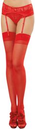 Bas nylon rouges coutures pour jarretelles - DG0007RED Rouge