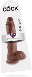 Gode ventouse testicules Marron - 25 cm Ø 5 cm
