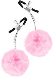 Pinces à seins pression réglable pompons roses Rose