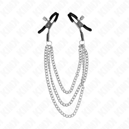 pinces à tétons avec 3 chaînes argent 20/23/28 cm