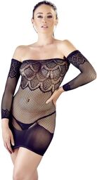 Petite robe, sans couture, noire en fine résille avec string - R27172981101 Noir