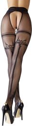 Collant fantaisie résille ouvert Noir