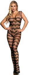 bodystocking résille ouvert avec bretelles sur les épaules noir taille unique