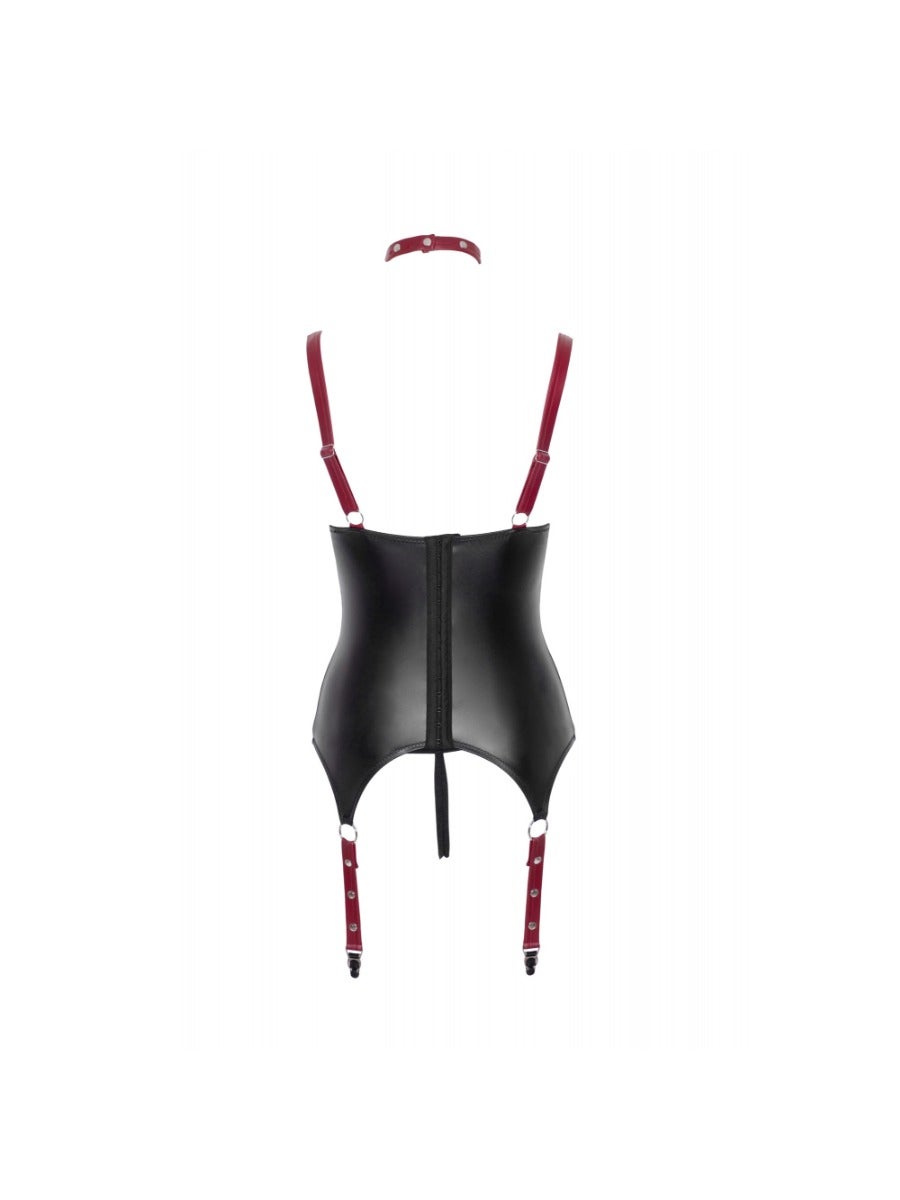 Guêpière Quart Cup Sangles Noire & Rouge