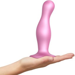 - Dildo Plug Curvy Metallic Sugar Pink L