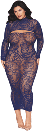 Ensemble 2 pièces grande taille top manches longues et robe bleu marine Bleu marine