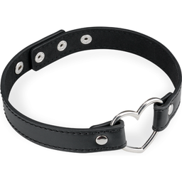 Collier ras de cou en similicuir et cœur en métal