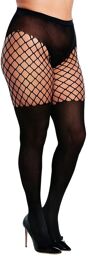 Collant grande taille style porte jarretelles - DG0367XBLK Noir