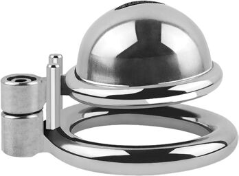 Mini cage de chasteté ronde en métal avec anneaux interchangeables