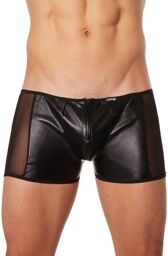 Boxer noir fétichiste simili cuir Noir