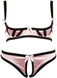 Ensemble 2 Pièces Ouvert Satin Rose Rose