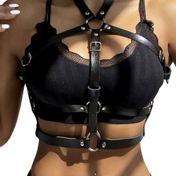 harnais poitrine anneau cuir noir