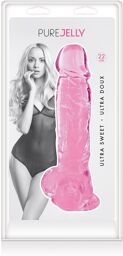 Gode jelly rose ventouse taille XL 22cm