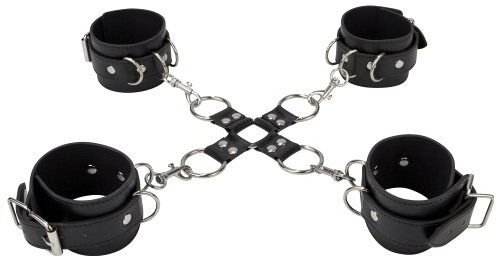 Menottes Poignets et Chevilles en Cuir Noir