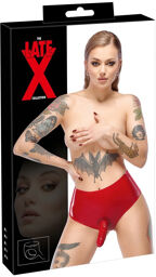 Slip en latex avec dildo intégré Rouge