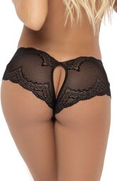 Mapalé Panty dentelle et résille noir, ouvert à l'entrejambe - MAL121BLK Noir