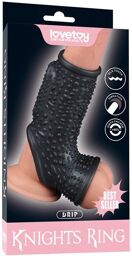 Drip Knights Ring - Manchon vibrant pour pénis et scrotum (Ø 2,8 cm) - Noir