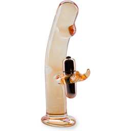 Gode godemichet en verre rabbit vibrant Mr Pleasure gode vaginal ou anal homme ou femme - Ambre