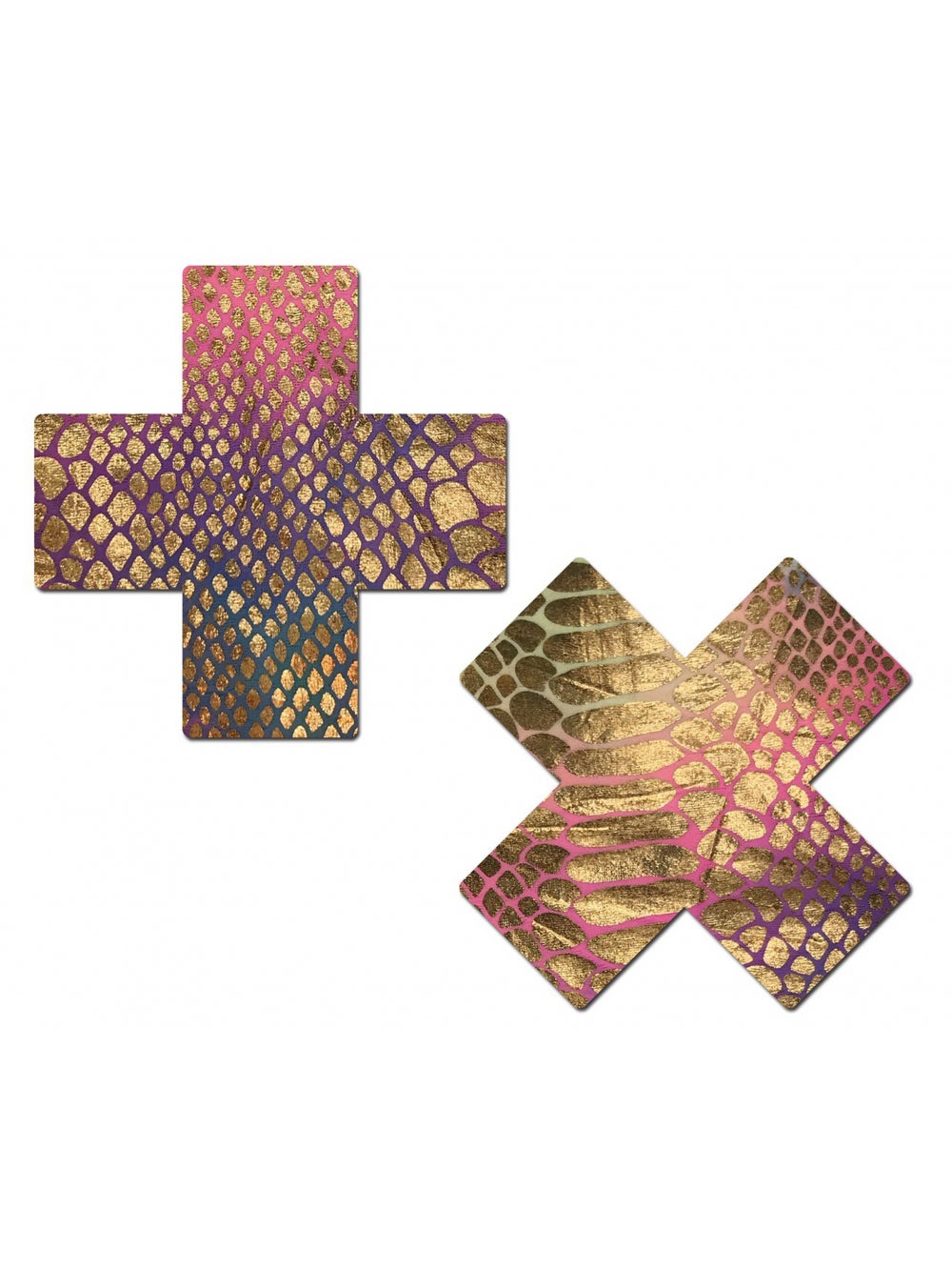 Caches-Tétons Plus X Peau de Serpent Or