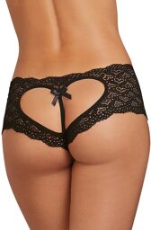 Shorty noir de dentelle ouvert et ajouré sur les fesses forme coeur Noir
