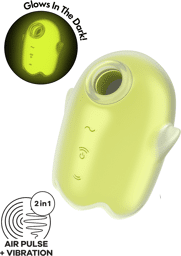 Stimulateur de clitoris fluorescent vibration et air pulsé USB vert Glowing Ghost