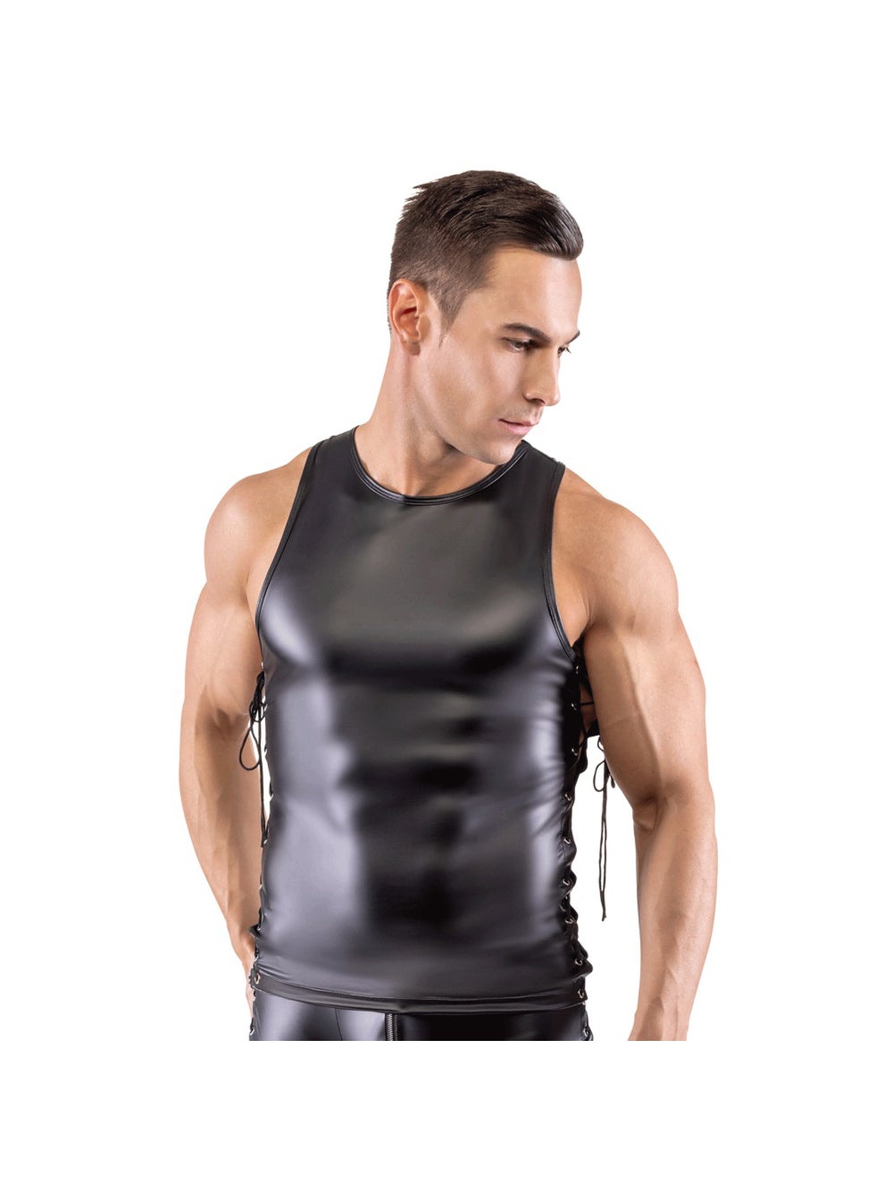 Débardeur lacets wetlook noir