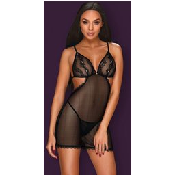 Millagro Robe en résille transparente avec string - Noir