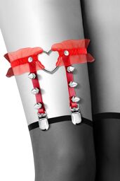 Jarretière rouge avec coeur pointes et tulle Rouge