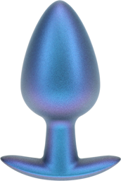 Plug anal en silicone lisse - Large - 8,9 cm - Metallic Blue