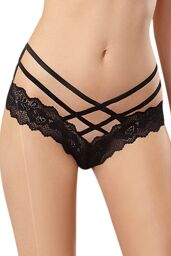 Tanga noir syle brésilien ornements croisés - DG1412BLK Noir