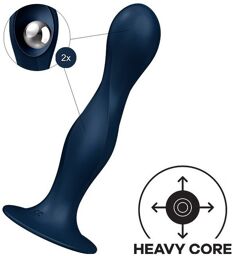 Gode ventouse silicone Double Ball-R Bleu foncé