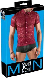 Chemise transparente en dentelle rouge foncé Rouge
