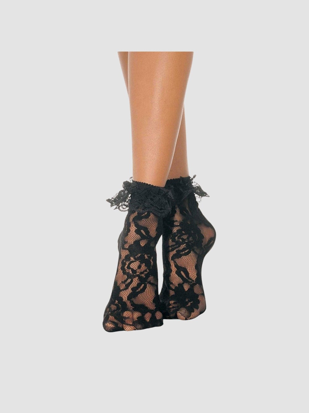 Chaussettes dentelle à volants Liora noir