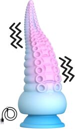 Gode ventouse tentacule Kraken vibrant 18 cm rose et bleu USB - WS-NV100