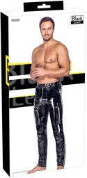 Pantalon vinyle noir brillant avec détails métalliques Noir