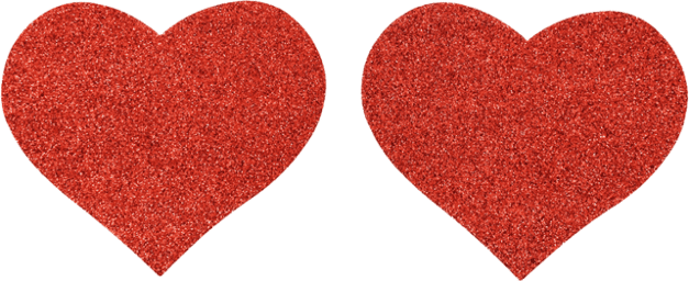 Paire de cache tétons adhésifs coeur pailleté rouge