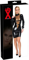 Late X Robe en latex noir élégante et provocante Noir