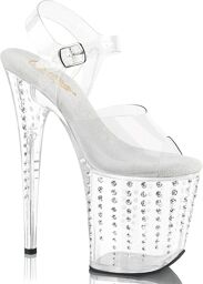 Sandales à talon haut et plateforme avec bride cheville Transparent / Argent