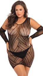 Robe avec mitaines grande taille - REN7085XBLK Noir