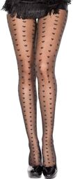Collant fantaisie noir décoration multiples petits c?urs Noir
