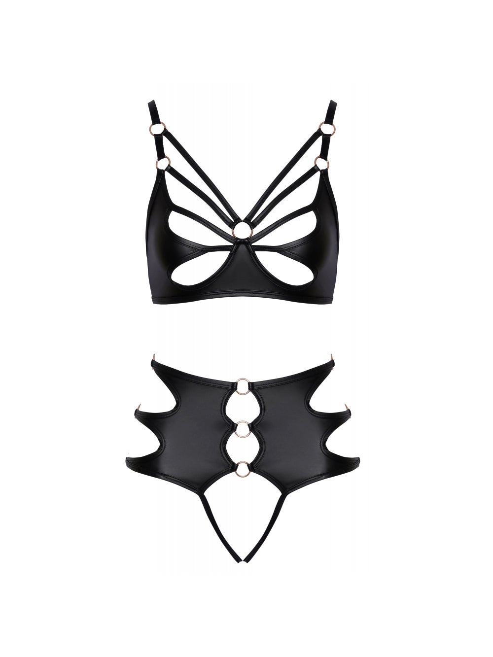 Ensemble 2 pièces anneau wetlook noir
