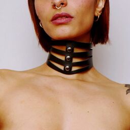 Collier découpé en cuir Noir Noir