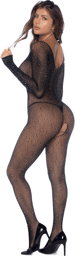 Combinaison noire en résille ornée de strass Noir