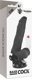 Gode Réaliste tésticule Noir 21 CM vibrant à ventouse