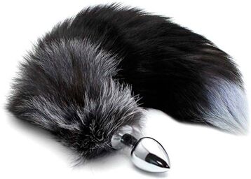 Plug Anal Queue de Renard M Black & White Fox Tail Noir