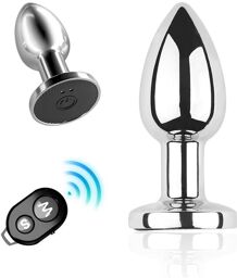 Plug vibrant acier inoxydable anal taille S avec télécommande