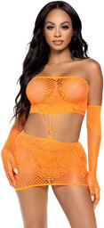 Robe en dentelle à bretelles avec gants assortis Orange orange