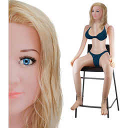 Poupée gonflable réaliste réaliste assise blonde vibrante Roxane