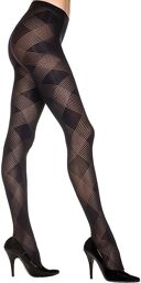 Collant noir transparent avec losanges - MH7235BLK Noir